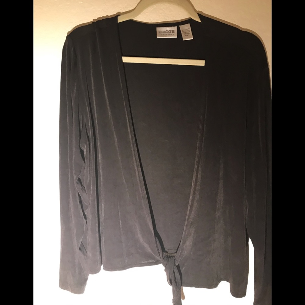 Chico’s traveler black cardigan tie at waist